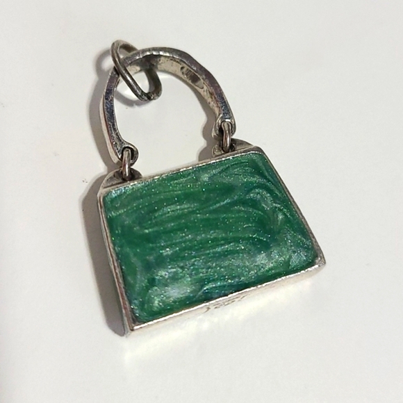 VINTAGE Green mini purse Bag Key charm Necklace - Picture 5 of 9